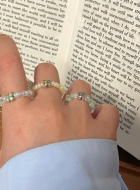 乔治姐姐/复古串珠小众珍珠戒指冷淡戒指女款指环设计个性ins食指