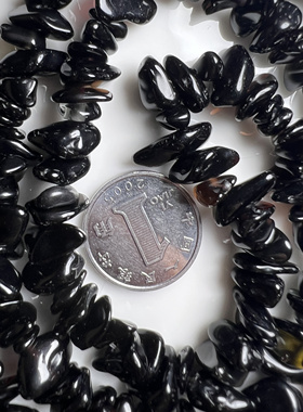 黑耀石碎石半成品diy手链项链耳环配饰颗粒5-8mm长度80cm