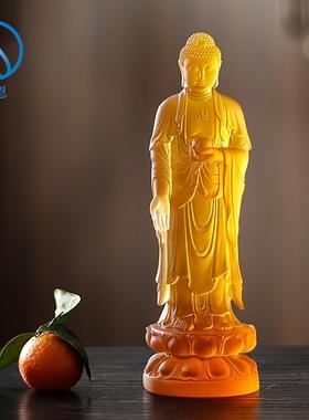 琉璃中式佛堂阿弥陀佛摆件装饰品