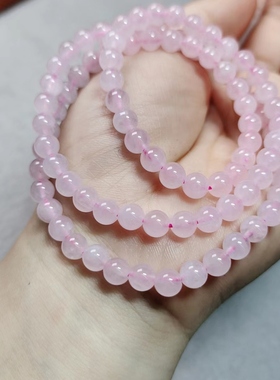 天然粉晶三圈手链甜美粉水晶多圈层手串旺招桃花粉色女款饰品礼物