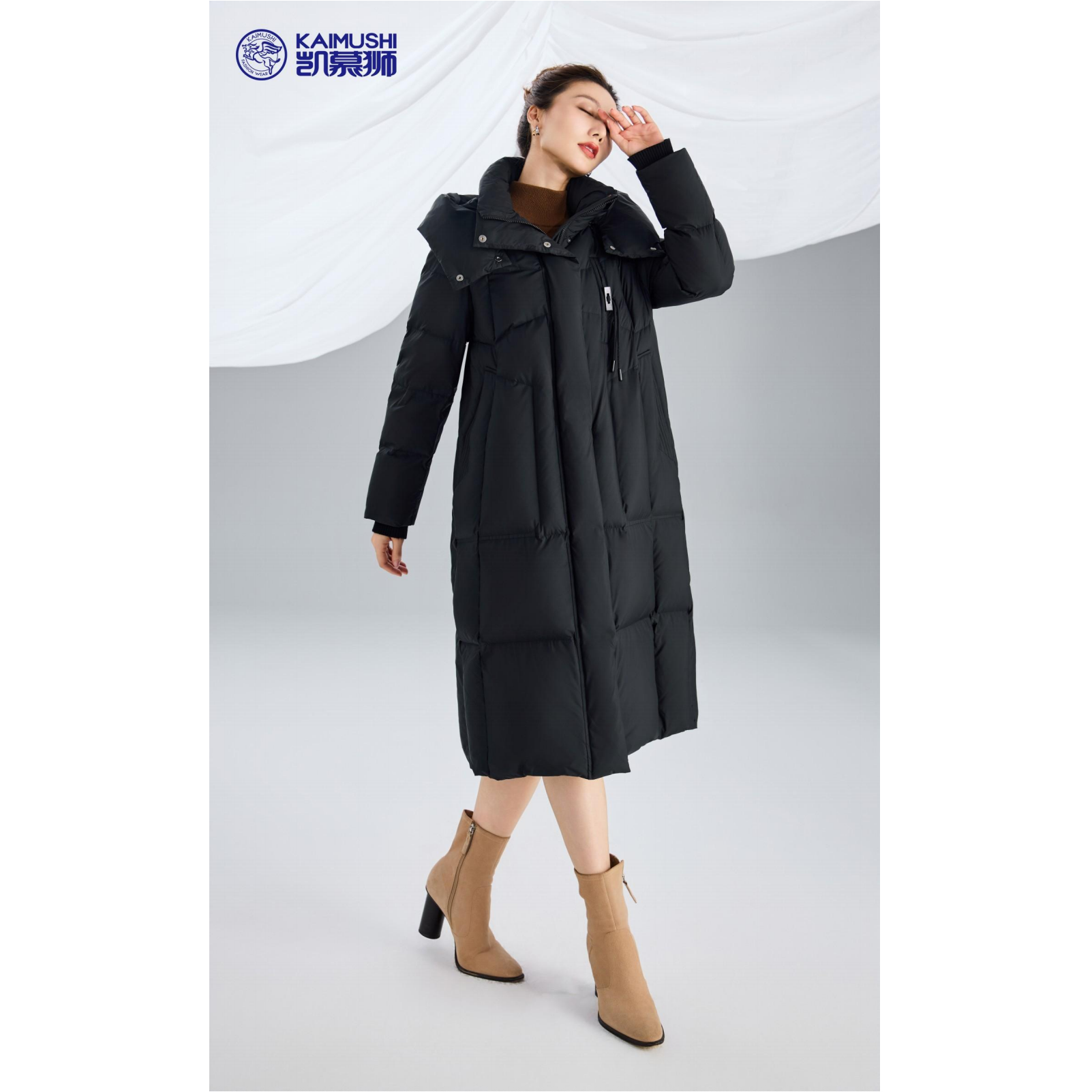 4371凯慕狮羽绒服90绒女中长款过膝2025新款韩版可拆卸帽加厚外套,淘宝优惠券,粉丝福利购,淘宝优惠卷