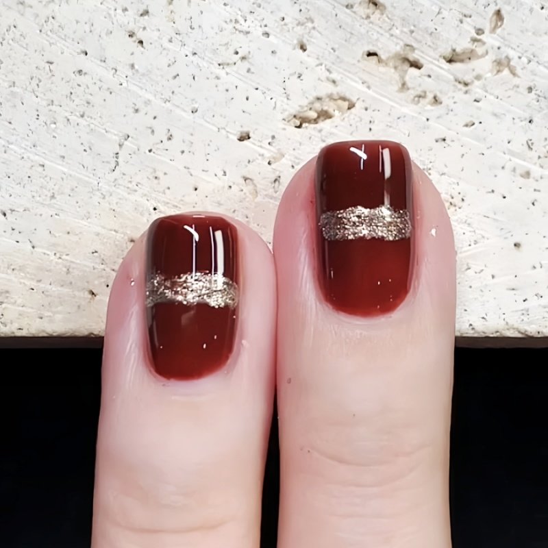 深秋金巧 棕红+金色太适合秋冬！新年美甲指甲油2025新款免烤快干,淘宝优惠券,粉丝福利购,淘宝优惠卷