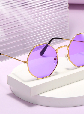 八角多边形果冻色太阳眼镜