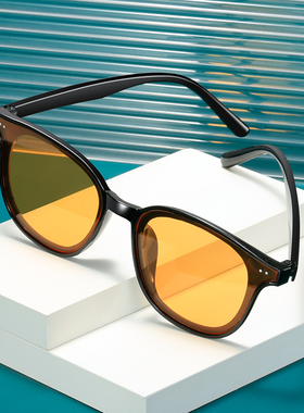 黄色墨镜Jennie同款眼镜复古女