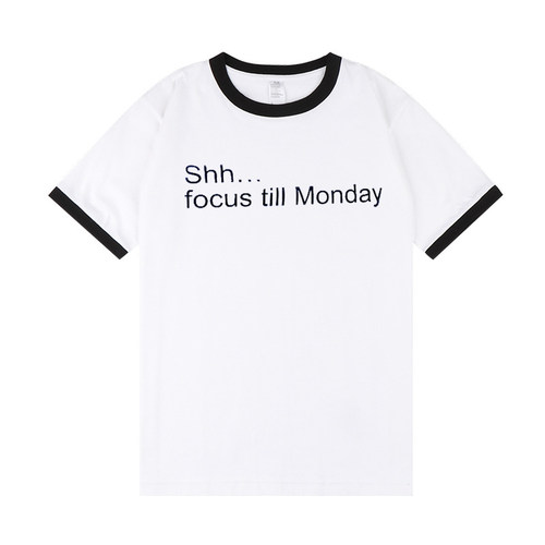 TWS申惟同款撞色短袖T恤白黑男女上衣2025新款夏t爱豆shinyu周边 - 图3