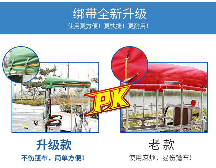 全封闭电动三轮车车棚雨蓬驾驶室篷遮阳棚前车头蓬挡风全封闭蓬布-图2