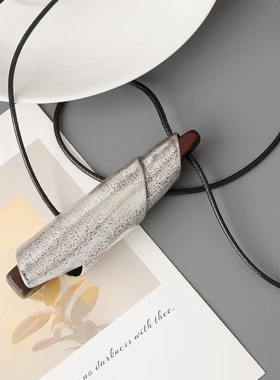 冬季圆管镶木项链复古高级感简约做旧长款简约可调节哨子型毛衣链