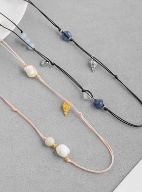 秋冬新款度假飞鸟项链 董洁同款古希腊简约小众长款天然石毛衣链