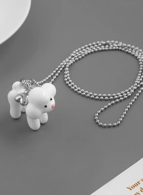 新款FWIS*家派对系列爱心泰迪狗狗项链 秋冬款长款百搭狗狗耳钉毛