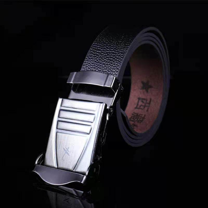 仿牦牛皮带结实耐用男士腰带男款无牙扣皮带学生中老年黑色皮带