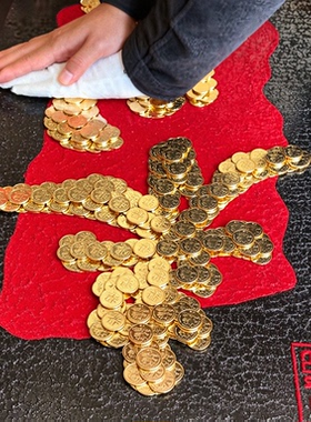 新中式八方来财玄关客厅背景墙装饰画轻奢金色办公室来财来财挂画