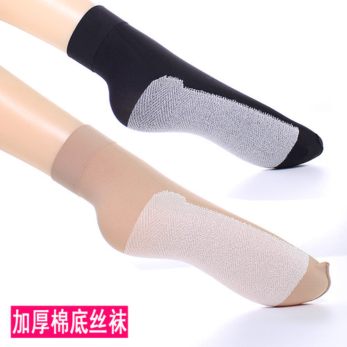 5/10双丝袜女士短袜秋冬款加厚天鹅绒女袜脚底加棉防滑中厚松口袜 - 图0