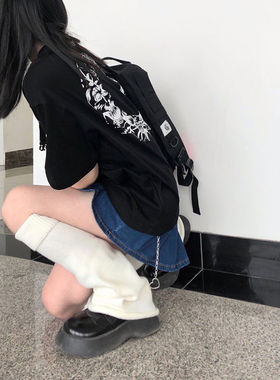 原创设计感白色jk辣妹针织腿套女夏季薄款亚文化袜套中筒堆堆袜子