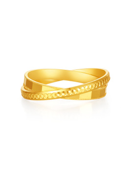 【中国黄金官方店】黄金戒指女款5G环金纹饰足金戒指新品百搭送礼