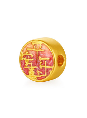 【中国黄金官方店】黄金手饰硬金平安喜乐足金转运珠新品不含配绳