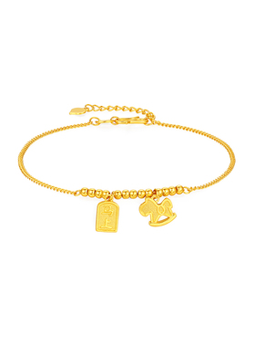 【中国黄金官方店】黄金手链5G马上有钱足金手链新品送女友送老婆