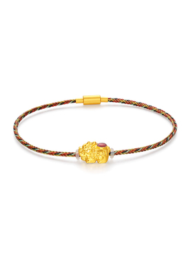 【中国黄金官方店】5D珐琅貔貅五彩手绳时尚简约气质新品首饰