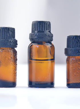 药玻避光棕瓶 分装精油滴瓶 5ml 10ml 15ml厚实玻璃瓶 自带防盗圈