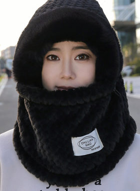 帽子围巾面罩一体女冬天防寒保暖防风围脖骑车东北头套电动车骑行