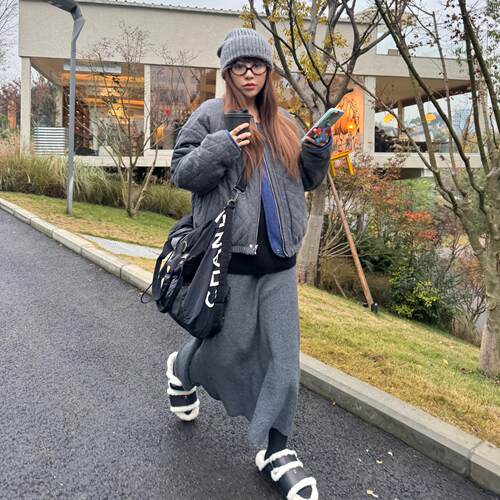 3ts法式高级感加厚棉服秋冬夹棉两面穿小香风格子外套女 - 图2