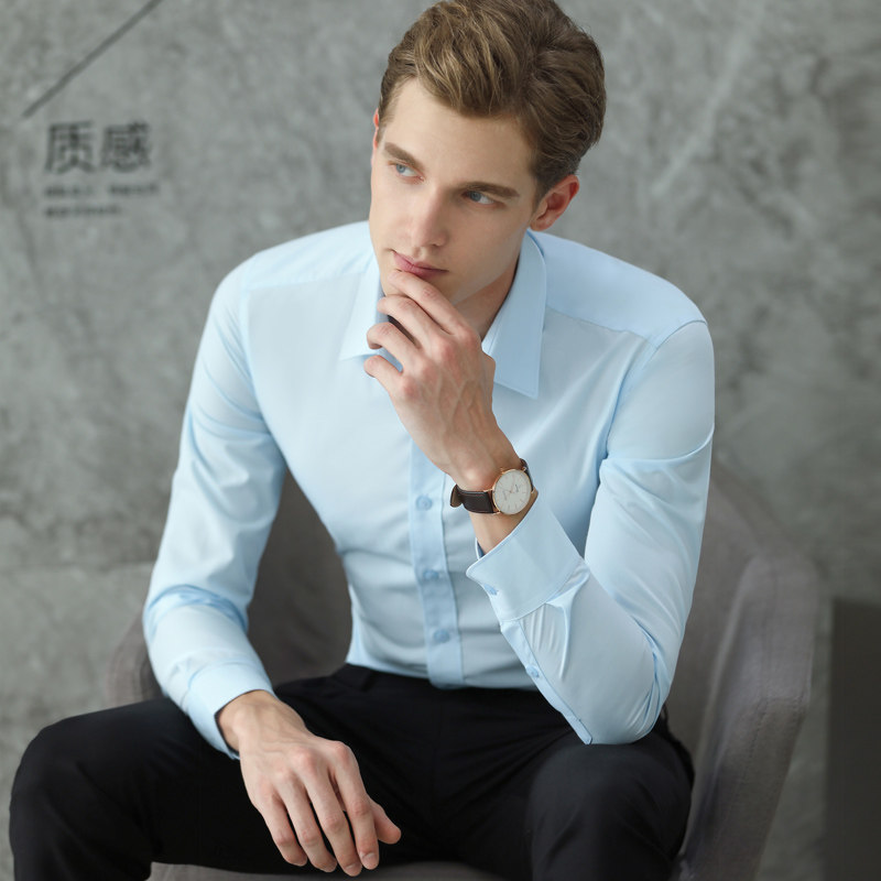 男长袖免烫抗皱商务正装轻奢白衬衫 kaisidi衬衫