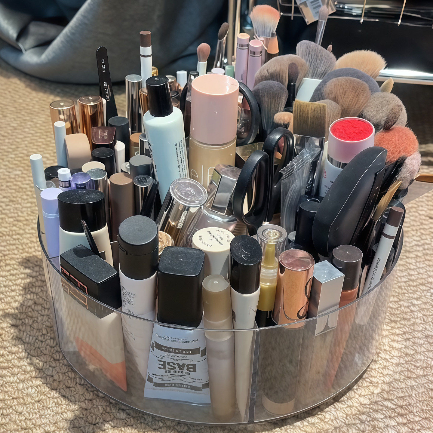 巨能装旋转化妆刷桶化妆品收纳盒桌面大容量刷子分格亚克力整理盒,淘宝优惠券,粉丝福利购,淘宝优惠卷
