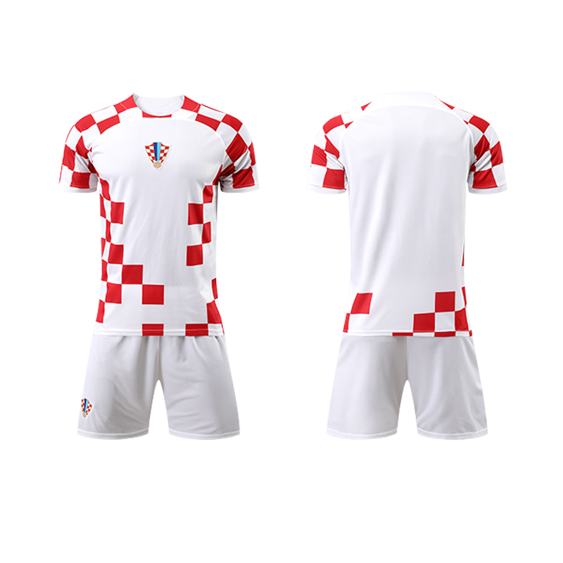 克罗地亚足球服套装主场定制儿童短袖球衣成人大学生训练比赛队服-图3