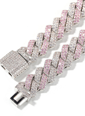 区别廉价欧美迈阿密男锆石古巴链