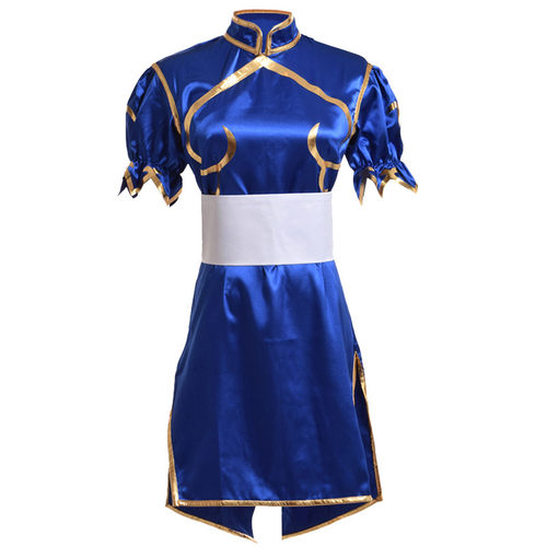 动漫周边街头春丽1代霸王cosplay服装旗袍送头饰儿童亲子装套装 - 图3