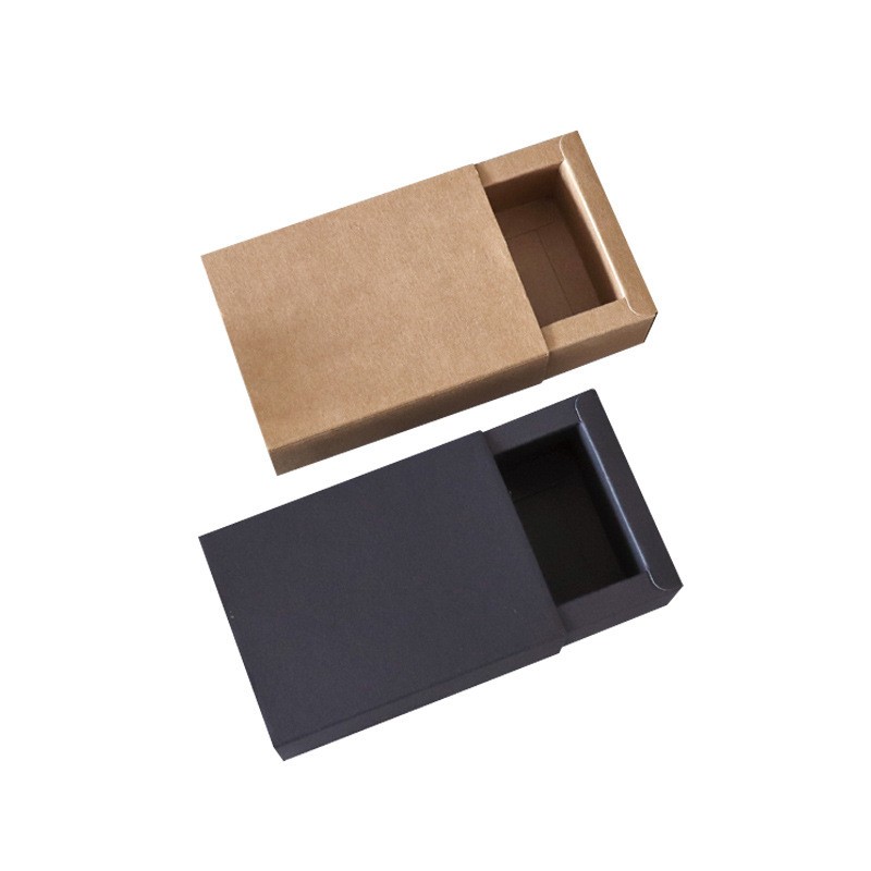 现货牛皮纸抽屉盒茶叶礼品盒长方形牛皮纸盒半透明包装盒定制logo - 图3