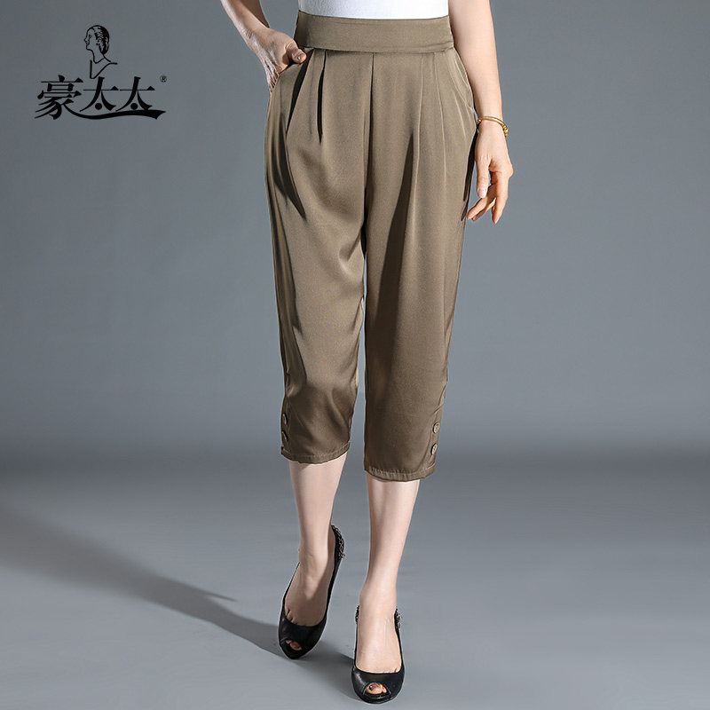 桑蚕丝七分裤2021夏季新款妈妈裤子 豪太太中老年女装