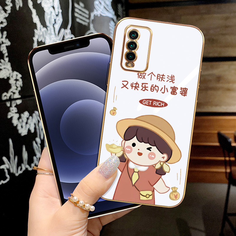 红米note9手机壳4G版直边电镀Redmi全包镜头防摔noto九软壳保护套nete9卡通可爱ins男女文字4g个性快乐小富婆-图2