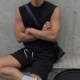 LOOKNFIT sports wear pure cotton vest loose and versatile sleeveless vest for youth Korean version round neck sweat vest