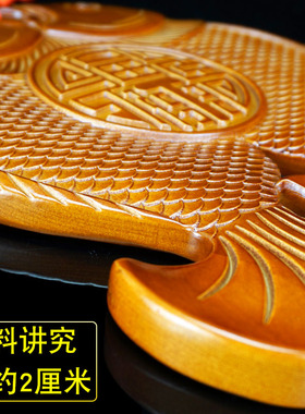 桃木富贵鱼挂件穿堂风八卦镜摆件