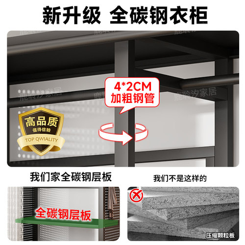 全钢洞洞板衣柜家用卧室挂衣架多功能衣帽间新款落地开放式衣帽架 - 图1