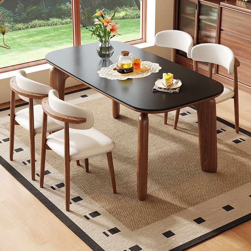 蓝色理想岩板餐桌椅组合现代简约风长方形轻奢家用饭桌,淘宝优惠券,粉丝福利购,淘宝优惠卷