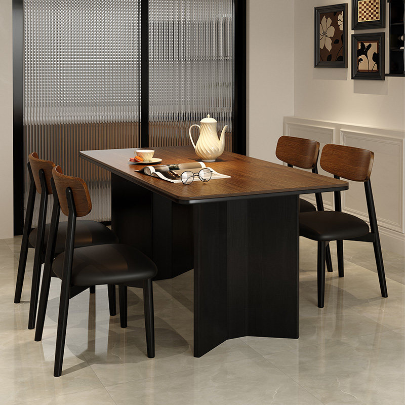 蓝色理想实木岩板餐桌椅组合复古风小户型家用高端大气实木组合,淘宝优惠券,粉丝福利购,淘宝优惠卷