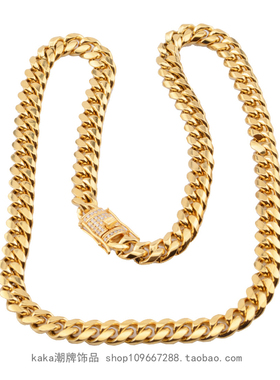 钛钢锁骨短款aaa扣头古巴链