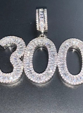 欧美梯方字母组合镶嘻哈锆石吊坠