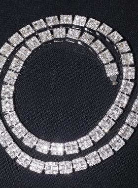 新款宝塔切镶嵌5A方钻圆钻项链