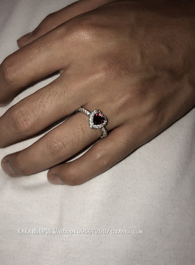 锆石红色爱心戒指男女时尚尾戒