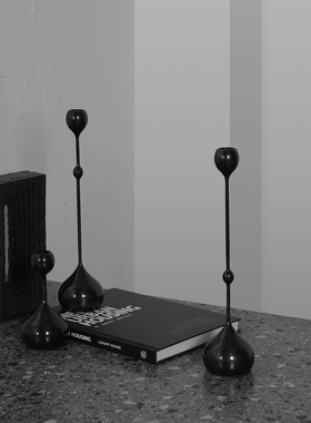 密度家居现代轻奢枪色水滴蜡烛台样板房客厅餐桌氛围感软装饰摆件