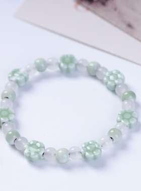 景德镇陶瓷马卡龙小花手链