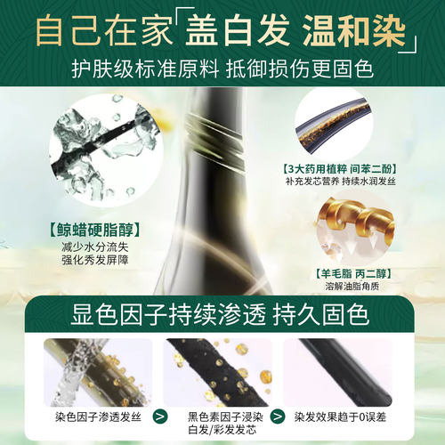 【烈儿宝贝直播间】韩金靓植物染发剂染发膏旗舰遮白发 - 图0