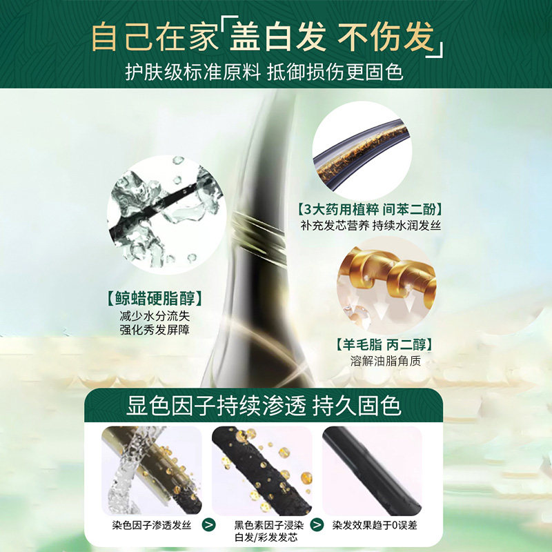 韩金靓染发剂黑茶色盖白发染发膏植物纯