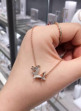 飞舞蝴蝶水晶闪钻项坠