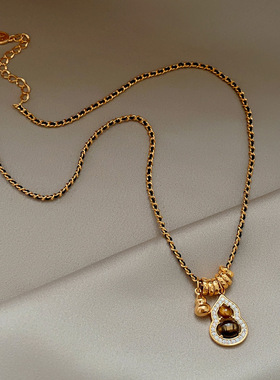 DIKAS 锆石虎眼石葫芦项链新中式复古锁骨链轻奢高级感颈饰