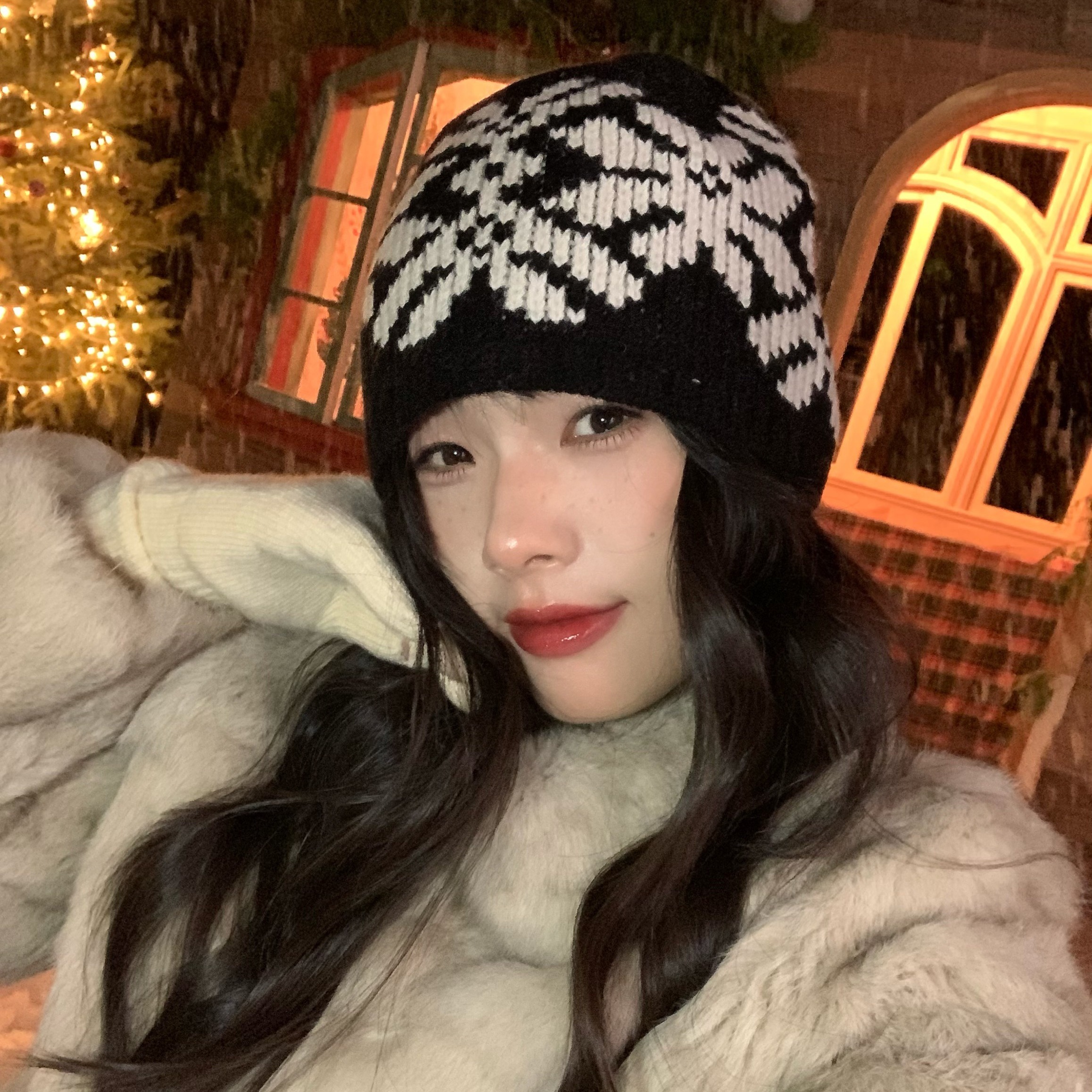 100%羊毛~陈奶奶费尔岛全羊毛帽子冬季大头围保暖显脸小氛围冷帽 - 图1