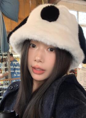 可爱日系小狗毛绒渔夫帽