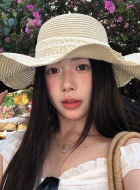法式大帽檐遮阳渔夫草帽女夏